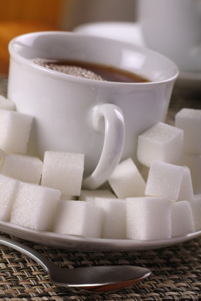 tea or coffee drink with lots of sugar cubes.